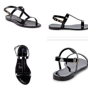 Stuart Weitzman black Mellie Patent Sandals